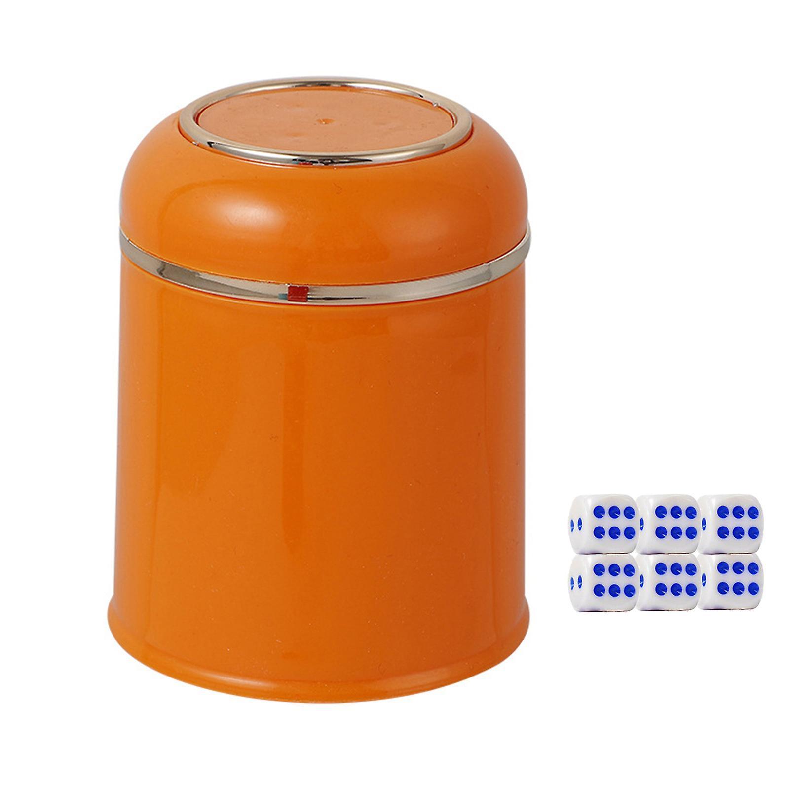 Creative Dice Cup Set Rounded Edge Dice Box With 6 Dices Comfortable Hand Feeling Dice Cup Set Table Game Jiyuge Orange