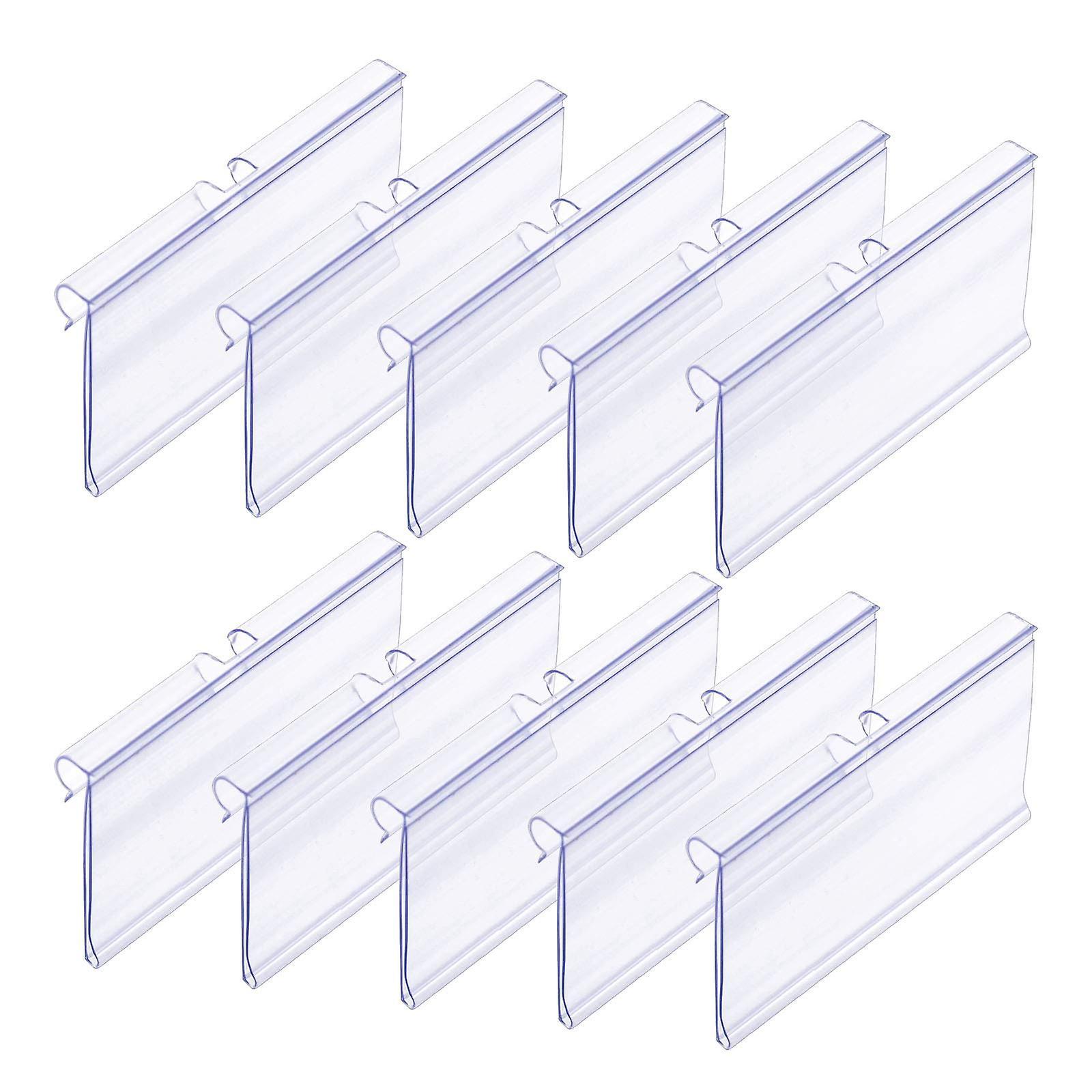 Elsavct 50 PCS Clear Plastic Label Holders for Wire Shelf Retail Price Label, 8cm x 4cm Basket Labels Clip On Labels for Storage Bins