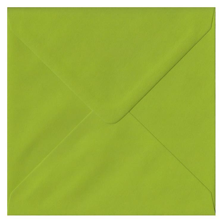 ColorSono Fresh Green Gummed 130mm Square Coloured Green Envelopes. 100gsm FSC Sustainable Paper. 130mm x 130mm. Banker Style Envelope. 25