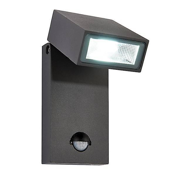 Saxby Lighting Morti Integrated LED PIR 1 Light Outdoor Wall Light Textured Dark Matt Anthracite, Glass IP44