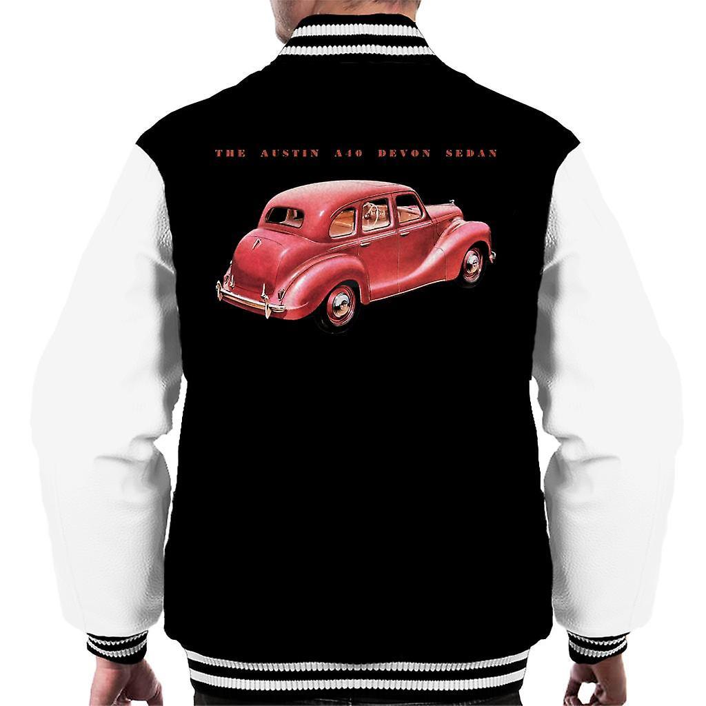 Austin A40 Devon Sedan British Motor Heritage Men's Varsity Jacket Black/White XX-Large