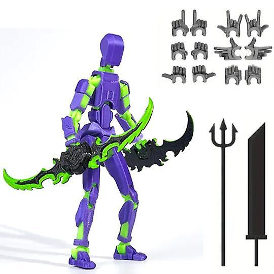 Moye T13 Action Figure Set, Titan 13 Robot Action Figure 3D Printed Robo Articulated Purple Green