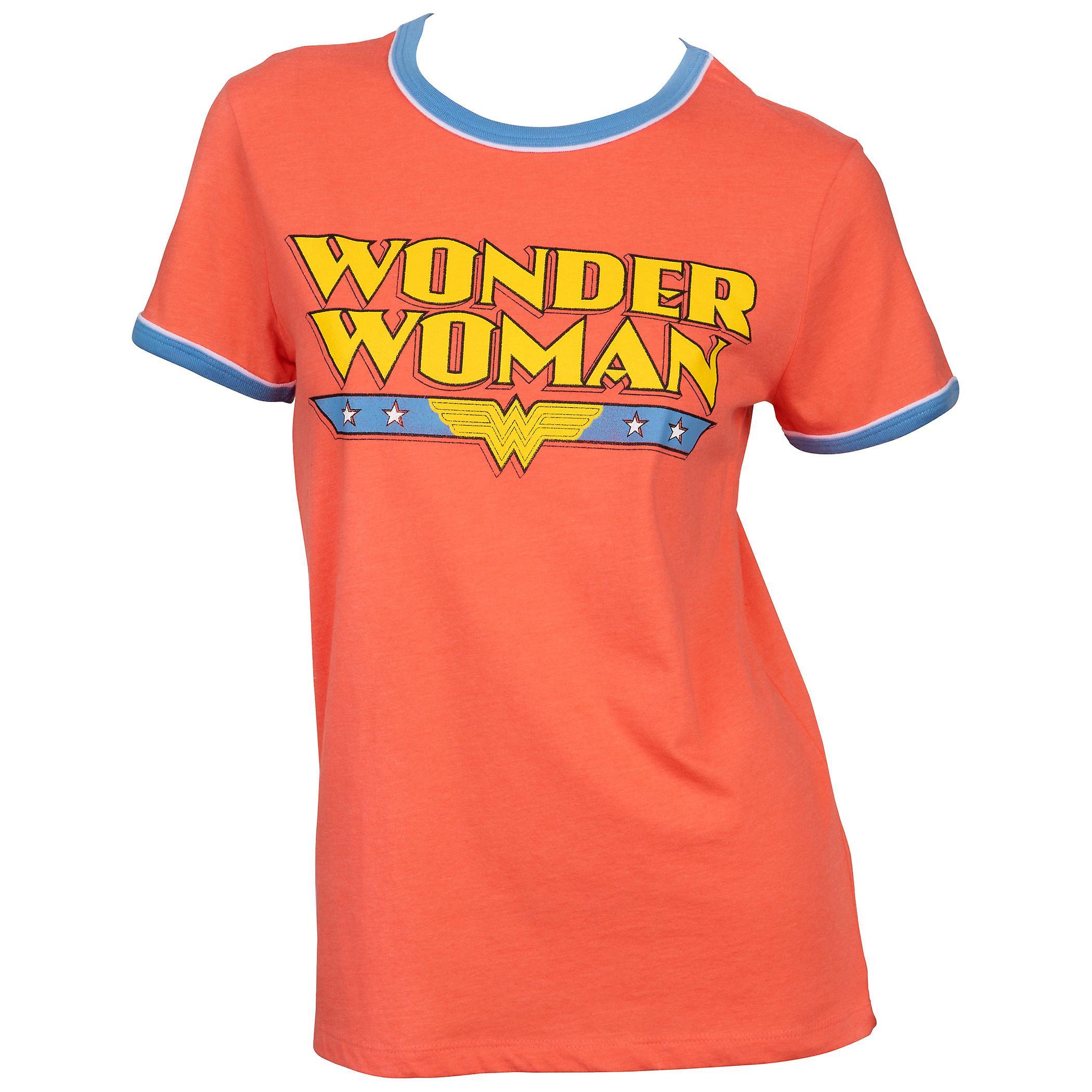 DC Comics Wonder Woman Classic Logo Ringer T-Shirt Red XXX-Large