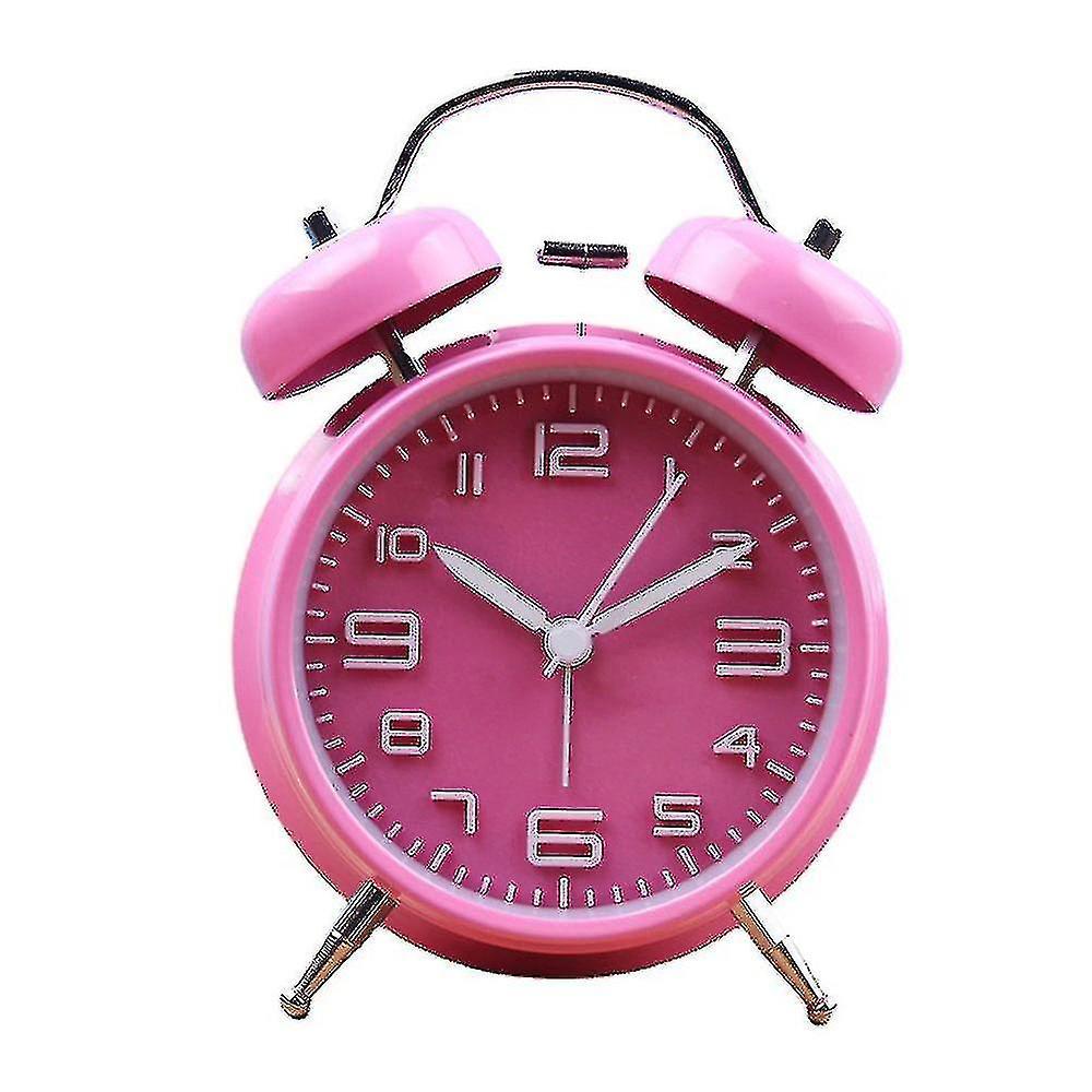 Leke Classical Retro Twin Bell Alarm Clock With Backlight Pink