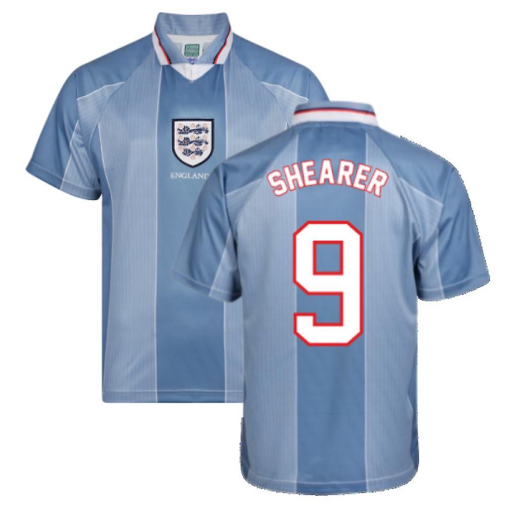 Score Draw England 1996 Away Euro Championship Retro Football Shirt (SHEARER 9) Blue Medium Adults