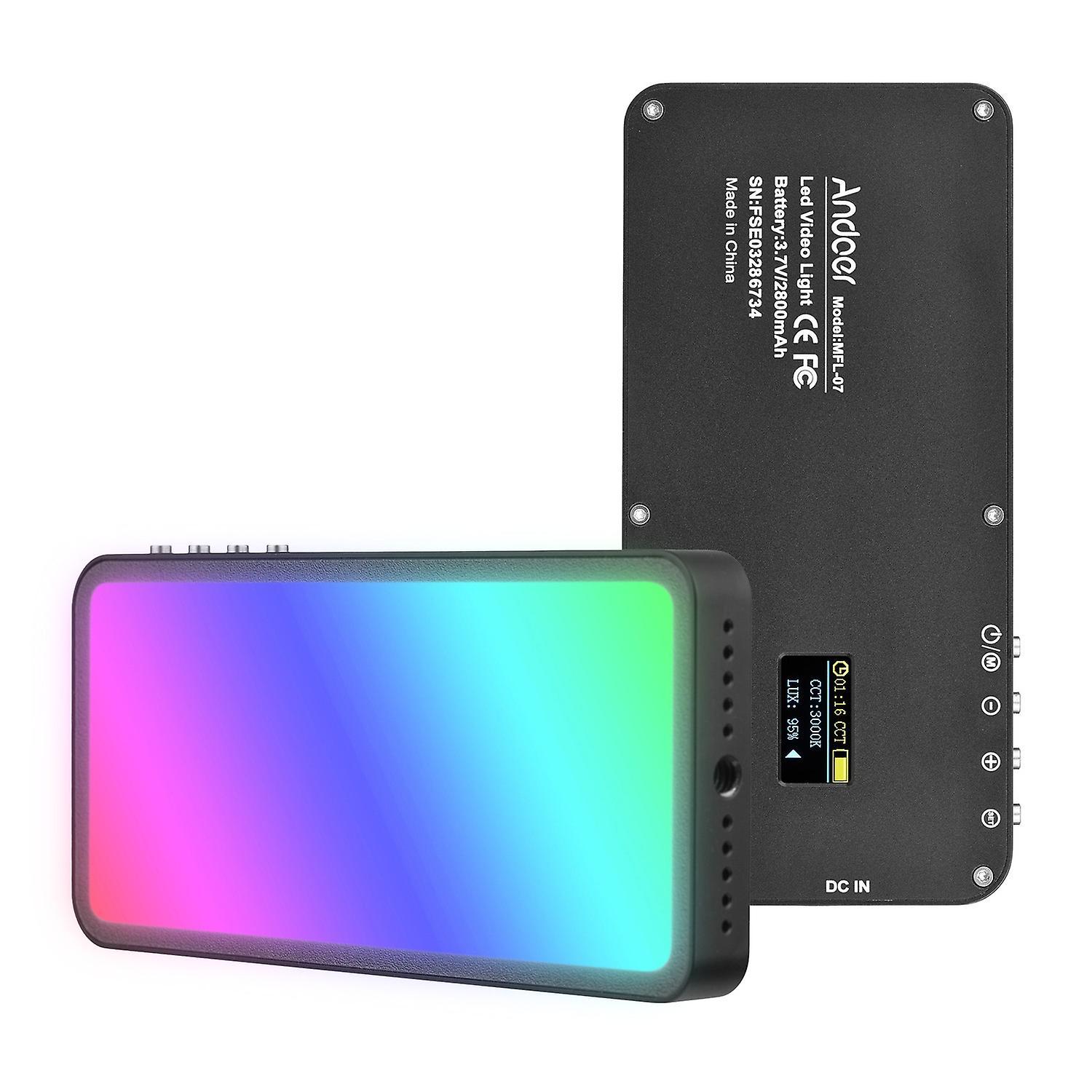 Andoer RGB LED Video Light Portable Light Panel 3000K-6500K Dimmable Brightness 30 Special Effects C