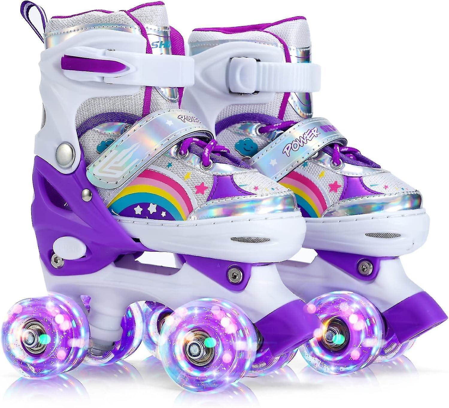 Zhuopai Girls Roller Skates for Kids Toddler, 4 Size Adjustable Roller Skates M 33-37