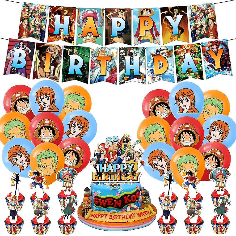 Mylight ONE PIECE Birthday Supplies Kits Banner Balloons Cake Toppers Kids Party Decor