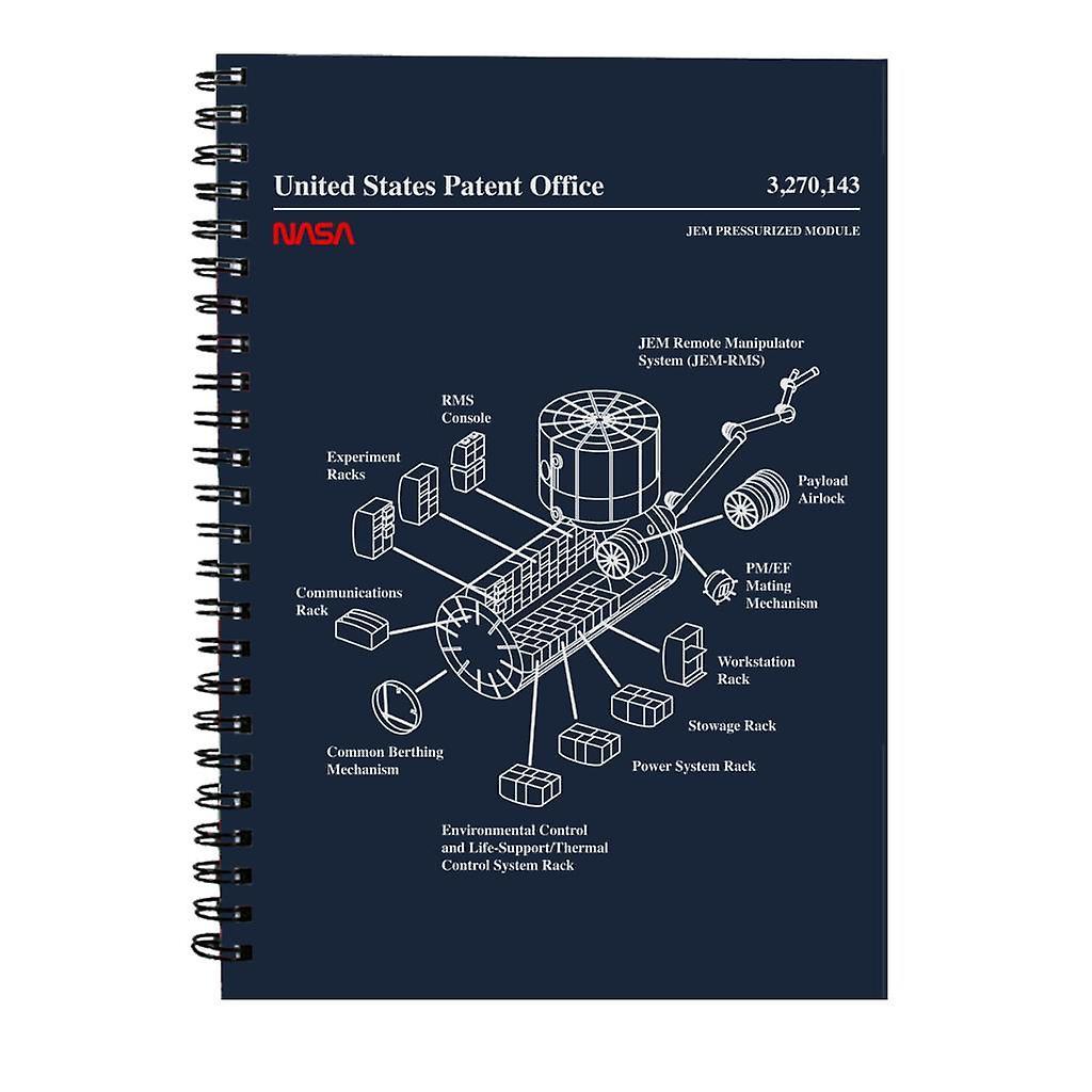 NASA JEM Pressurized Module Blueprint Spiral Notebook Navy Blue 15 x 21 cm