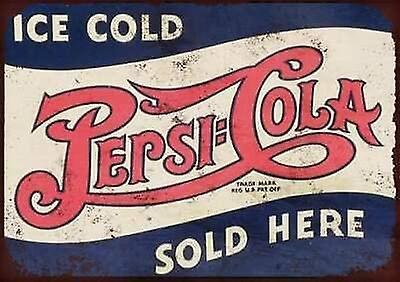 LINCMAN Tin Sign Vintage Chic Art Decoration Poster Ice Cold Pepsi Cola Sold Here For Store Bar Home Cafe Farm Garage Or Club 12" X 8"