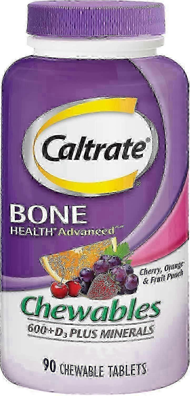 Caltrate Bone Health Advanced, Calcium Supplement, Chewables Tablets, Cherry, Orange, & Fruit Punch, 90 Ea