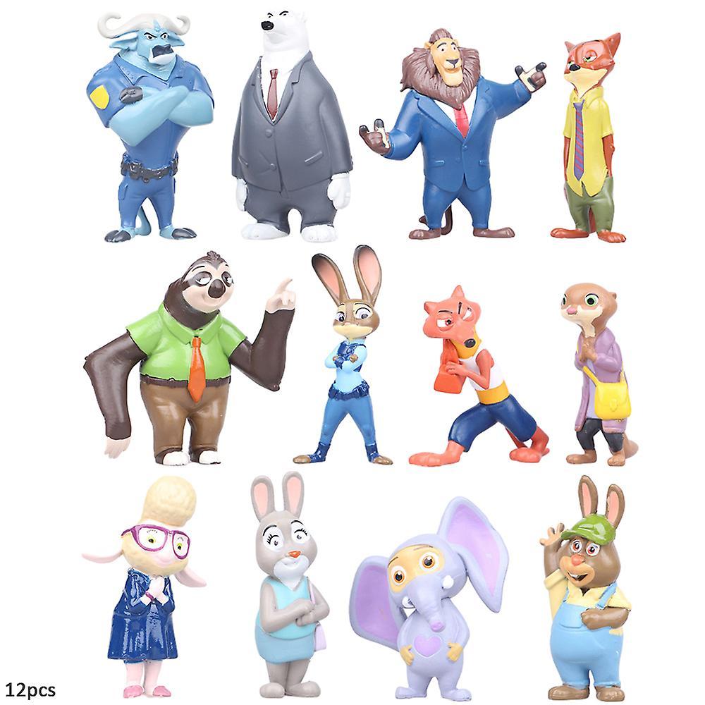 Waytogo 12pcs Zootopia Zootropolis Judy Hopps Nick Wilde Mr Big Mini Doll Toys Figures Models Collectible Cake Toppers Decoration Kids Birthday Gift