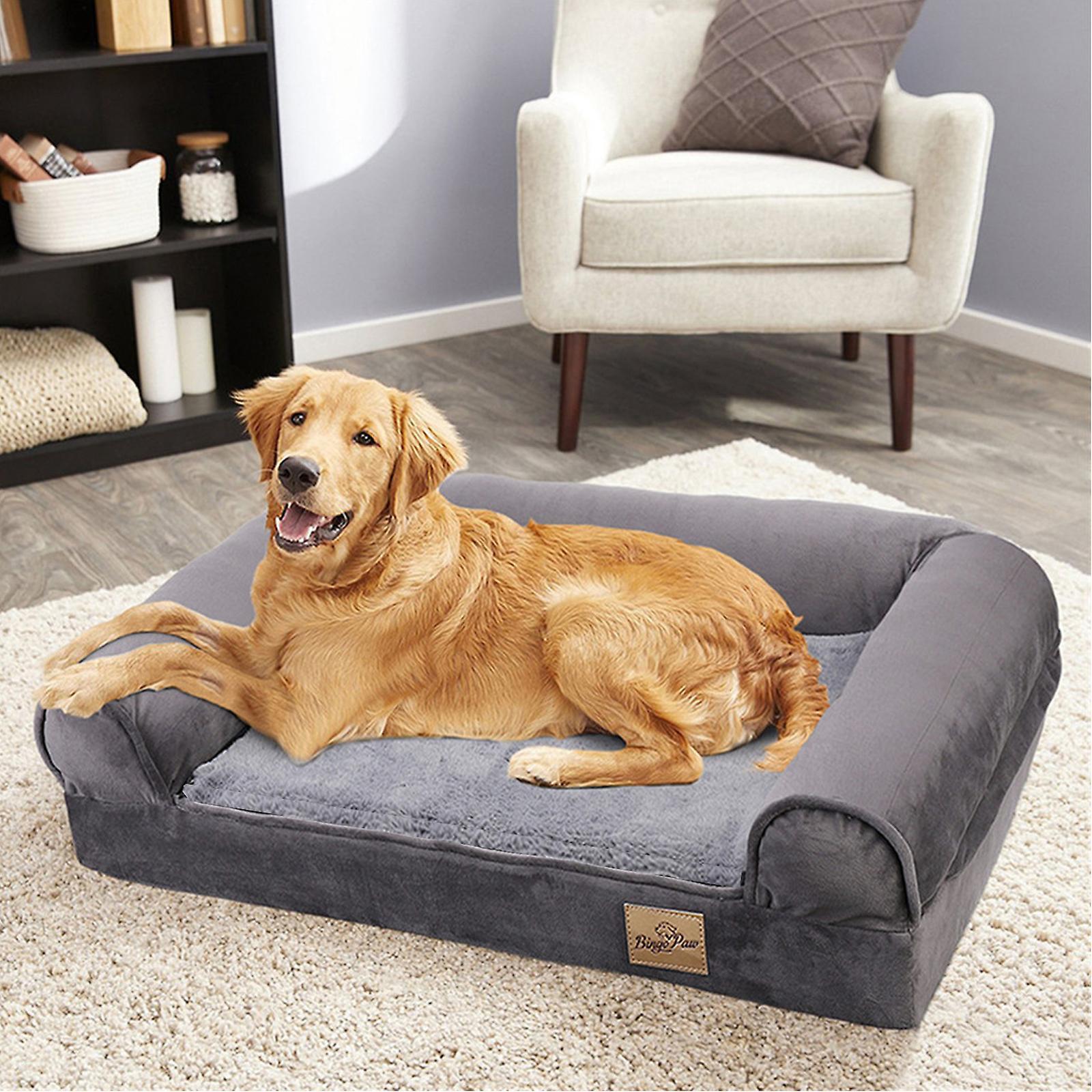 Unho Large Orthopedic Dog Bed 3-side Comfort Bolster Padded Calming Mattress Bed XL