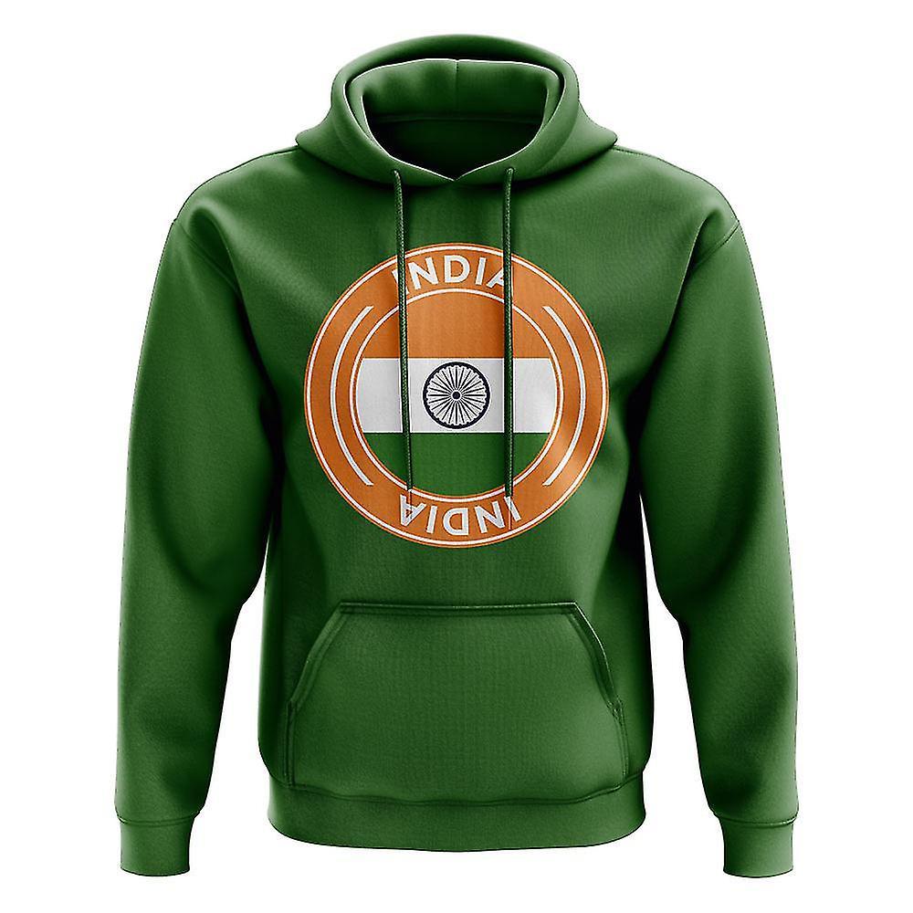 UKSoccerShop India Football Badge Hoodie (Green) Womens XXL (Size 18 - 40 inch Chest)