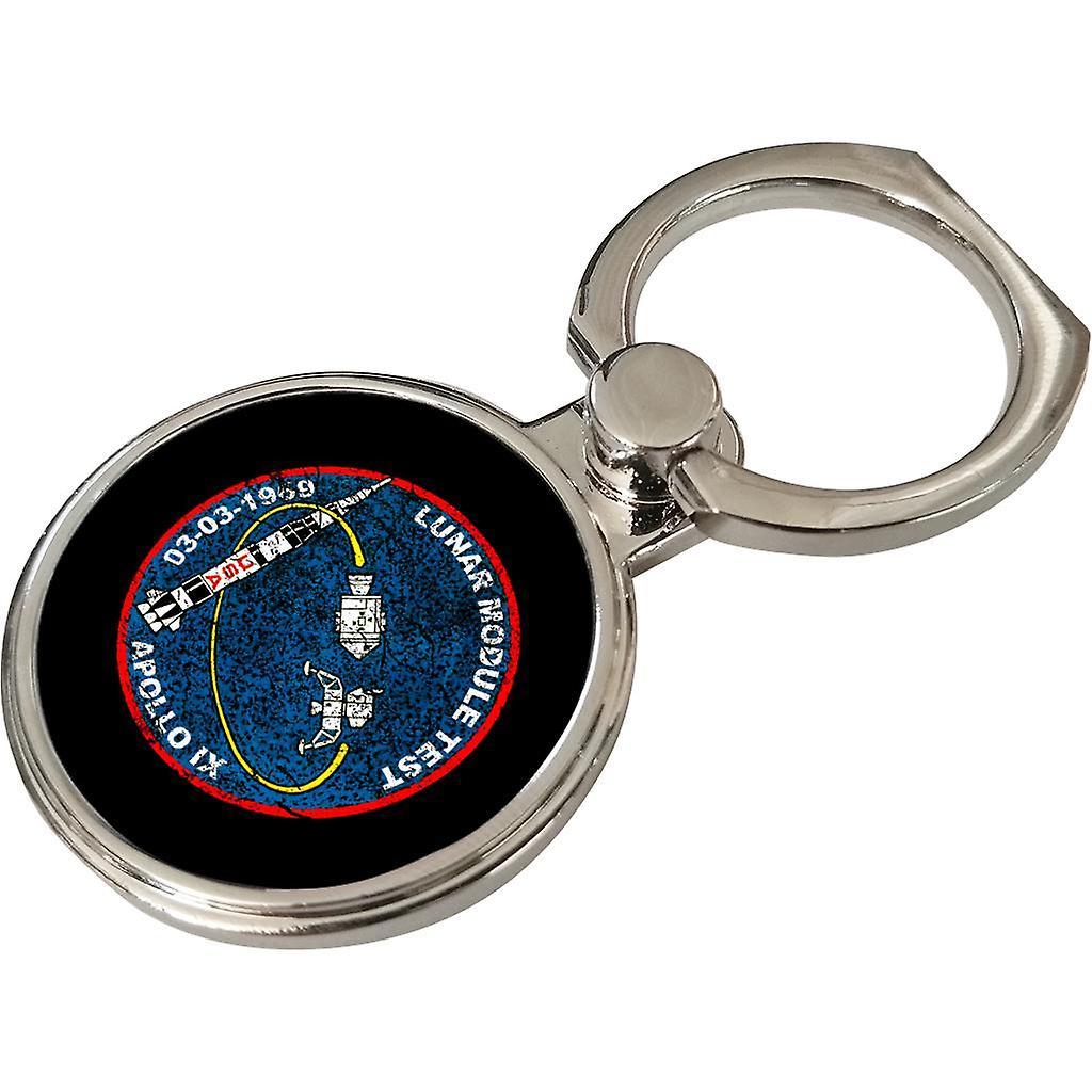 NASA Apollo 9 Mission Badge Distressed Phone Ring Black 3.5cm x 4.5cm