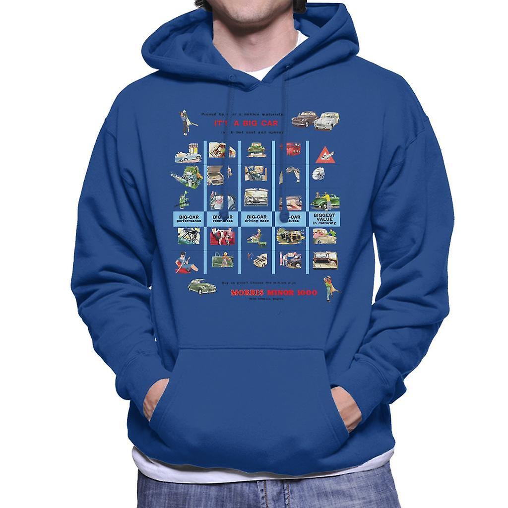 Morris Advert Design British Motor Heritage Men's Hooded Sweatshirt Royal Blue Medium