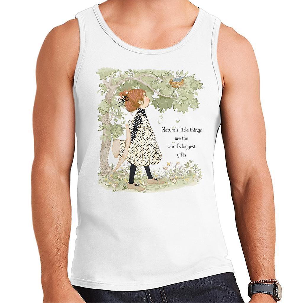 Holly Hobbie Natures Little Things Dark Text Men's Vest White Small