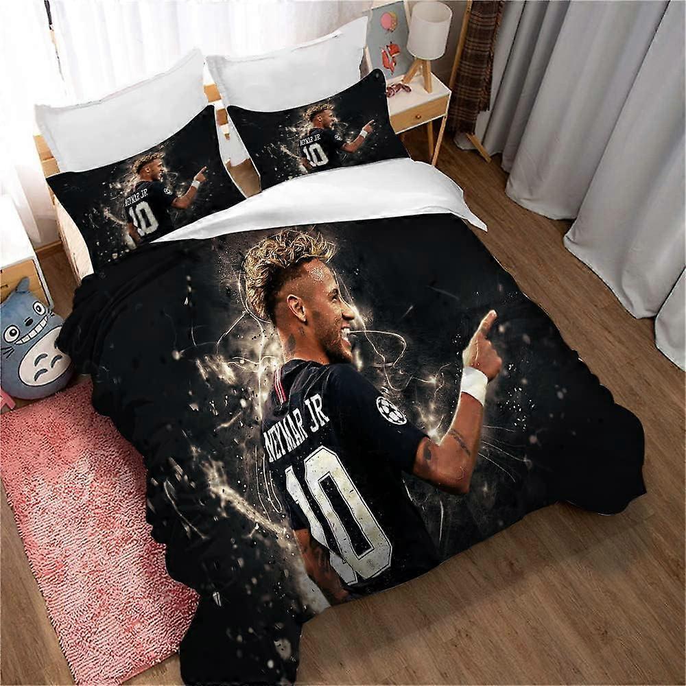 Kerota 3 Piece Bedding Set Neymar Football Duvet Cover and Pillowcases Soft Bedspread with Zipper Closure,Image 01) Single135x200cm