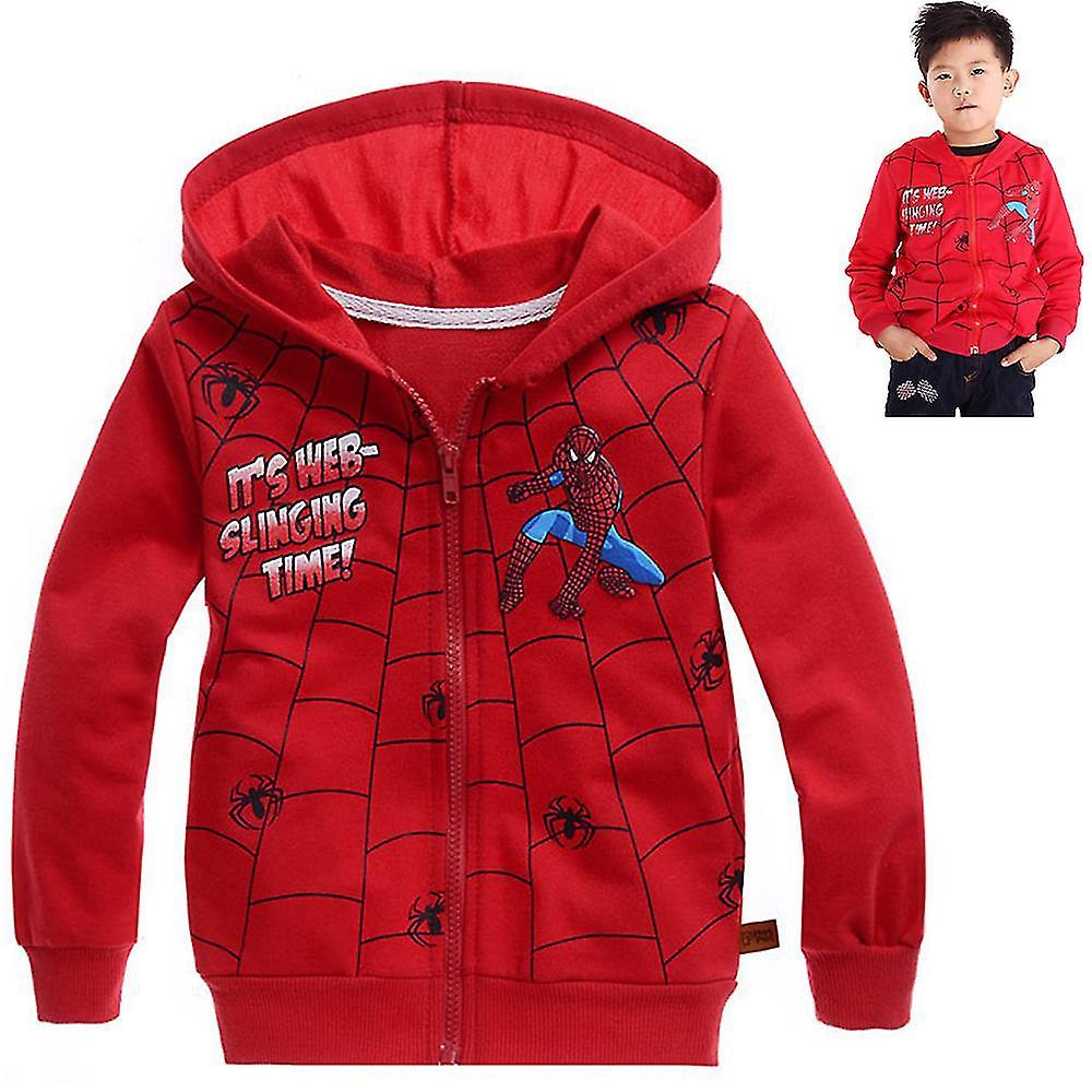 Vention Kids Boys Spider-man Print Long Sleeve Jacket Zipper Hooded Coat Outerwear 6-7 Years