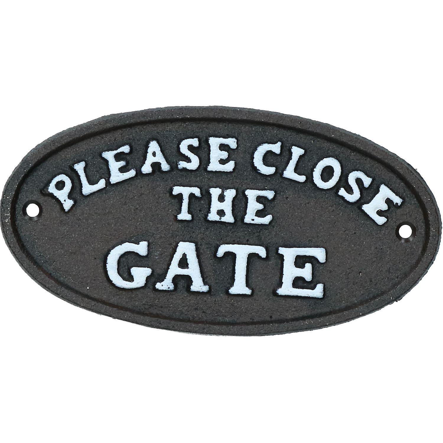 AB Tools Please Close The Gate Black Cast Iron Sign Plaque Door Wall House Gate Garden