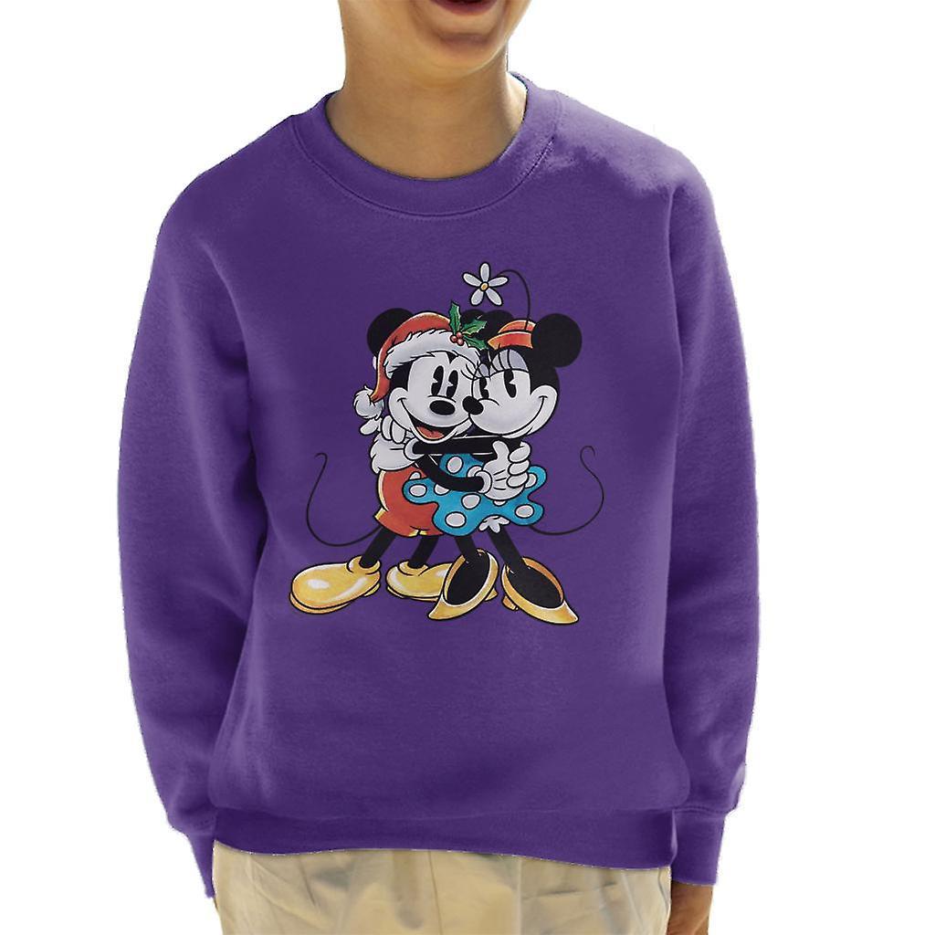 Disney Christmas Mickey And Minnie Festive Hug Kid's Sweatshirt Purple X-Large (12-13 yrs)