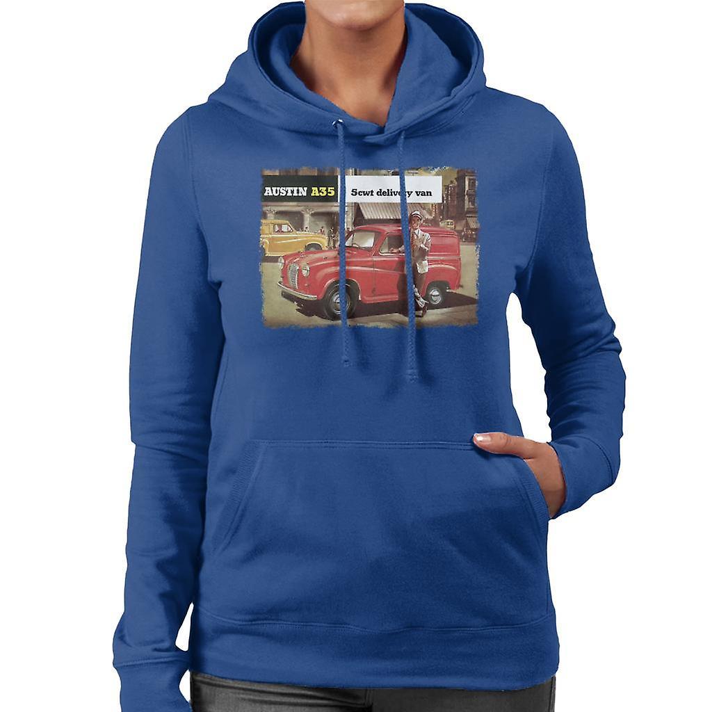 Austin A35 5cwt Delivery Van British Motor Heritage Women's Hooded Sweatshirt Royal Blue Medium