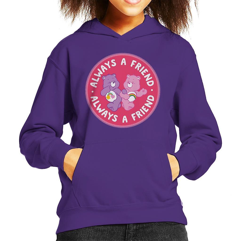 Care Bears Cheer Bear And Best Friend Bear Always A Friend Kid's Hooded Sweatshirt Purple X-Large (12-13 yrs)