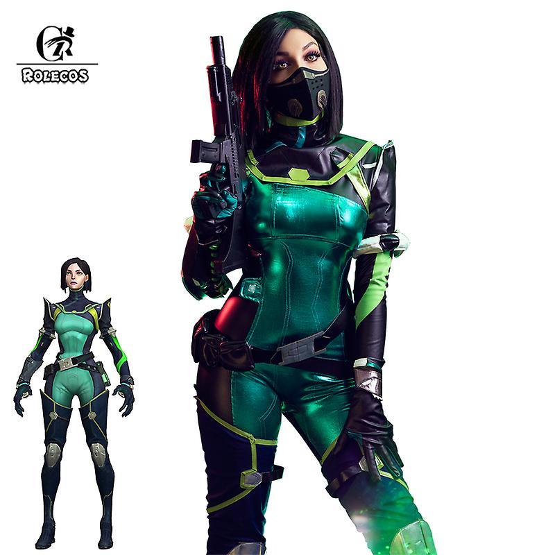 Redkid Viper Cosplay Costume Game Valorant Viper Cosplay Costume Green Women Combat Uniform Halloween Party Outfit Pre-sale XL-Valorant