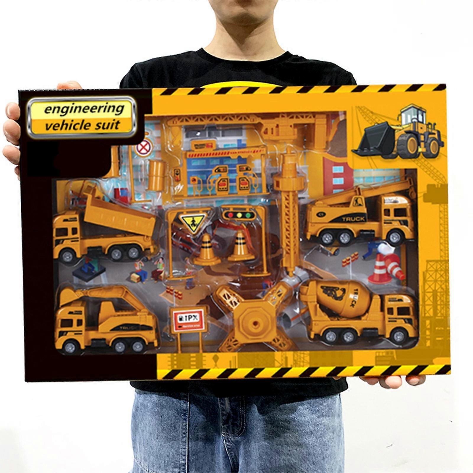 Flye Kids Construction Vehicles Playset , Cr-ane, Excavator, Dump Truck, Cement,  Educational Engineering Toy Set Birthday Gift For 3+ Year Old Boy...