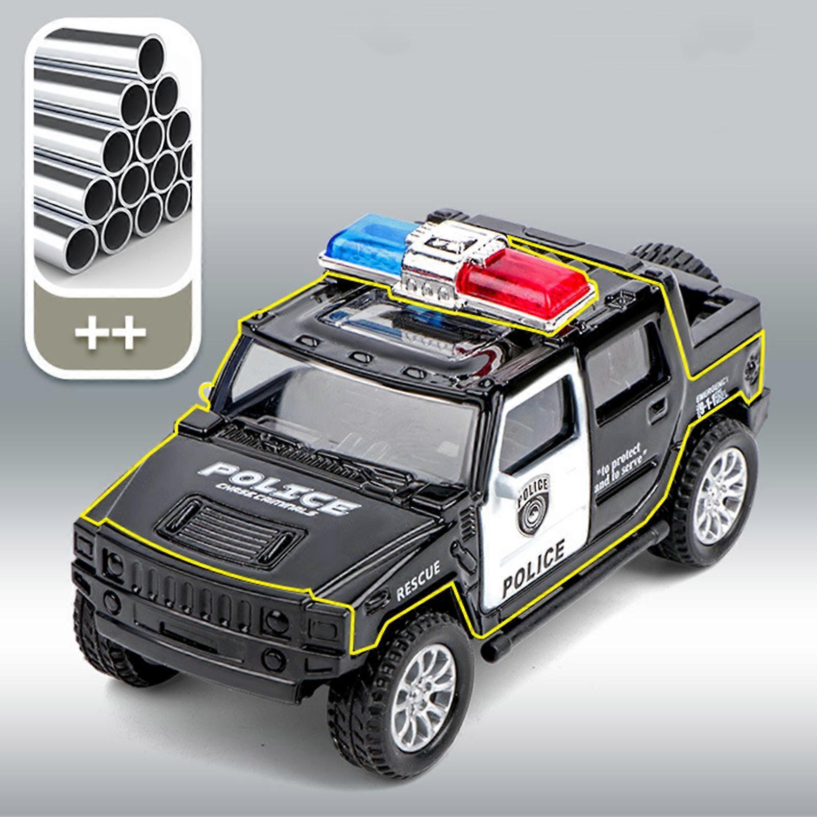 Remorui 1/36 Simulation Police-Car Vehicle Pull Back Truck Model Kids Toy Christmas Gift White