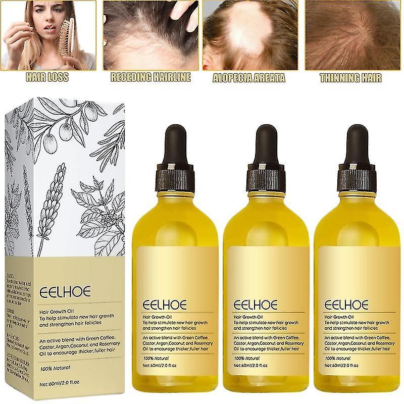 Lanou 1-3pcs New Natural Hair Growth Oil, Veganic Natural Hair Growth Oil 60ml