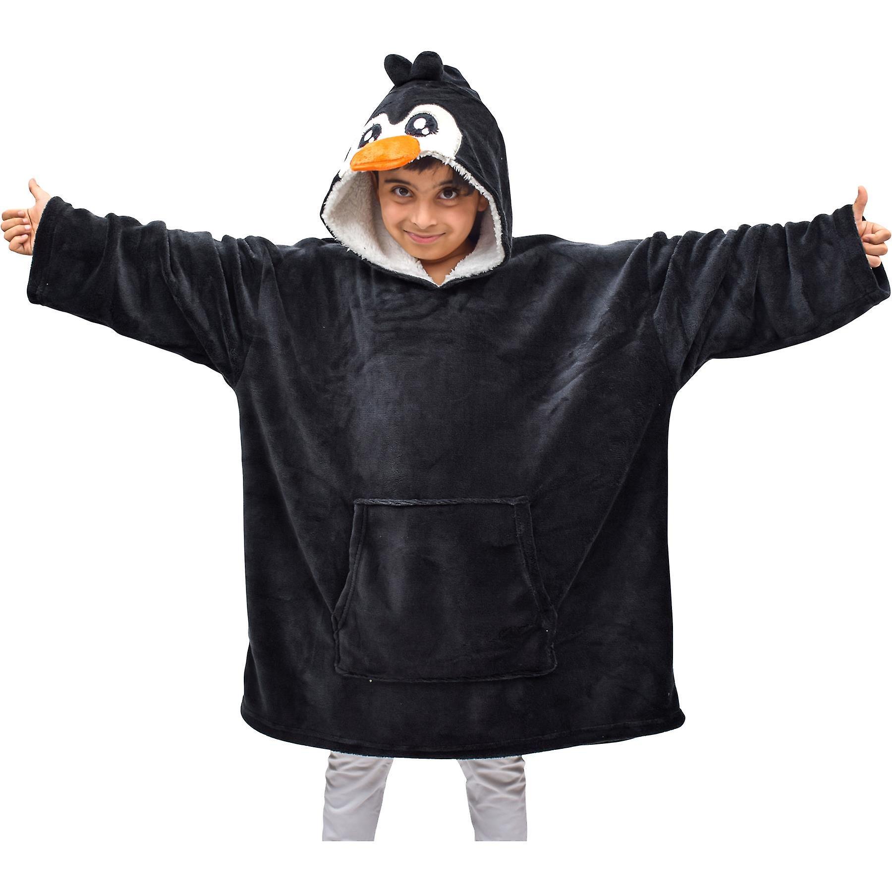 A2Z 4 Kids Kids Unisex Oversized Hoodie Snuggle Animal Fleece Hooded Blanket Penguin 7-13 Years