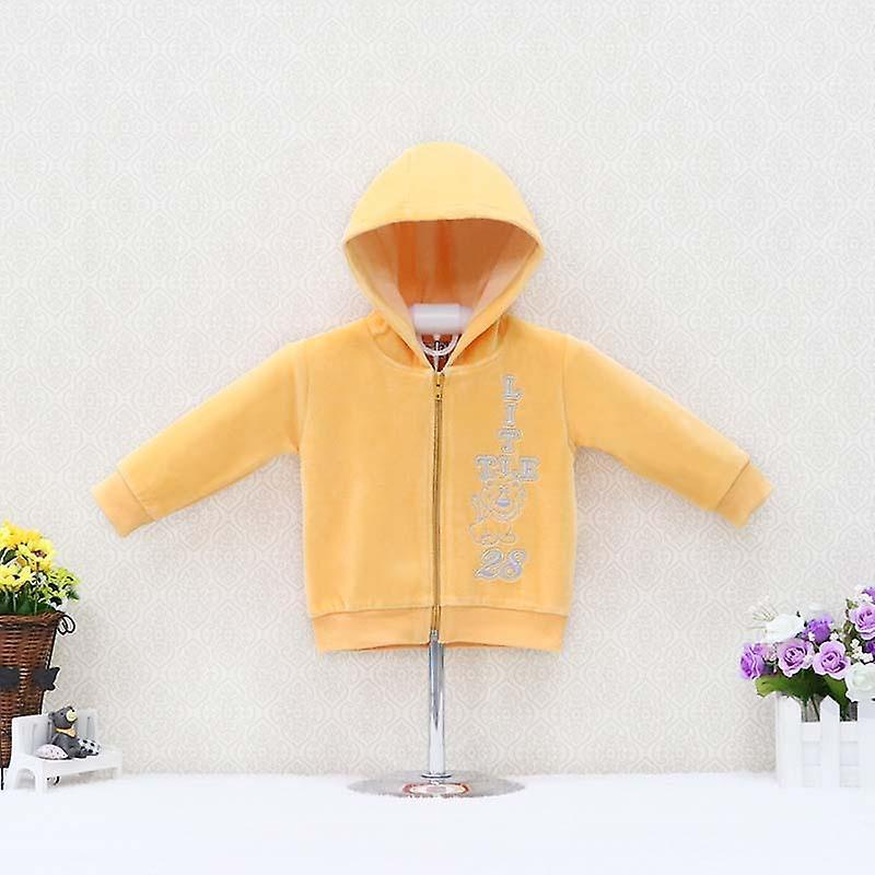 Slowmoose Baby, Long Sleeve Hooded Coat With Embroidery Yellow 12M