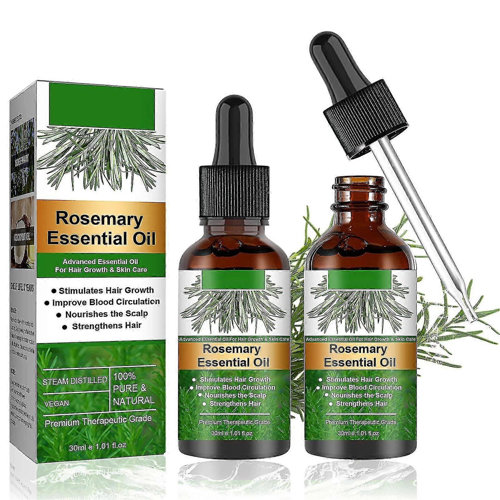 Lycxames 2 PCS Rosemary Oil For Hair Growth,Rosemary Essential Oil For Skin Care,Improve Hair Loss And Nourishes