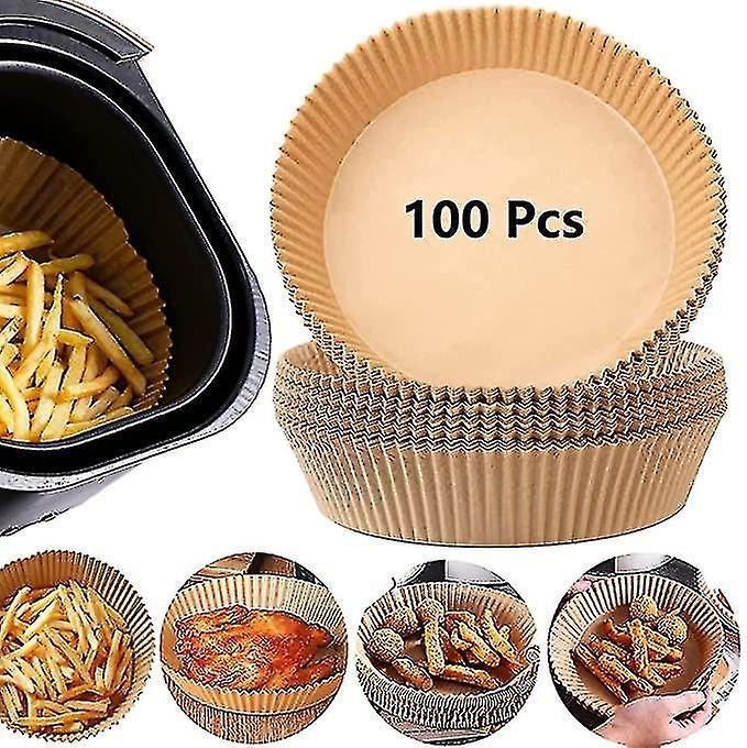 Tianzun Air Fryer Disposable Paper Liner, 100pcs Non-stick Disposable Air Fryer Liners, Baking Paper For Air Fryer Oil-proof, Water-proof, Food Gra...