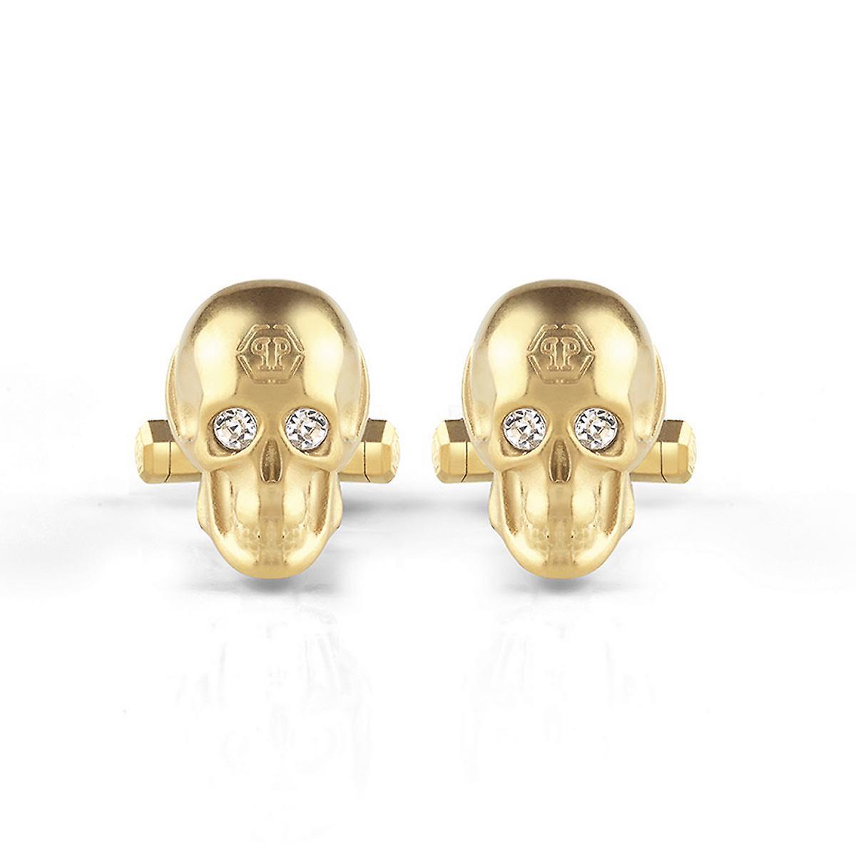 Philipp Plein Men's Cufflinks stainless steel IP Gold 3D SKULL PJ9AA06CU