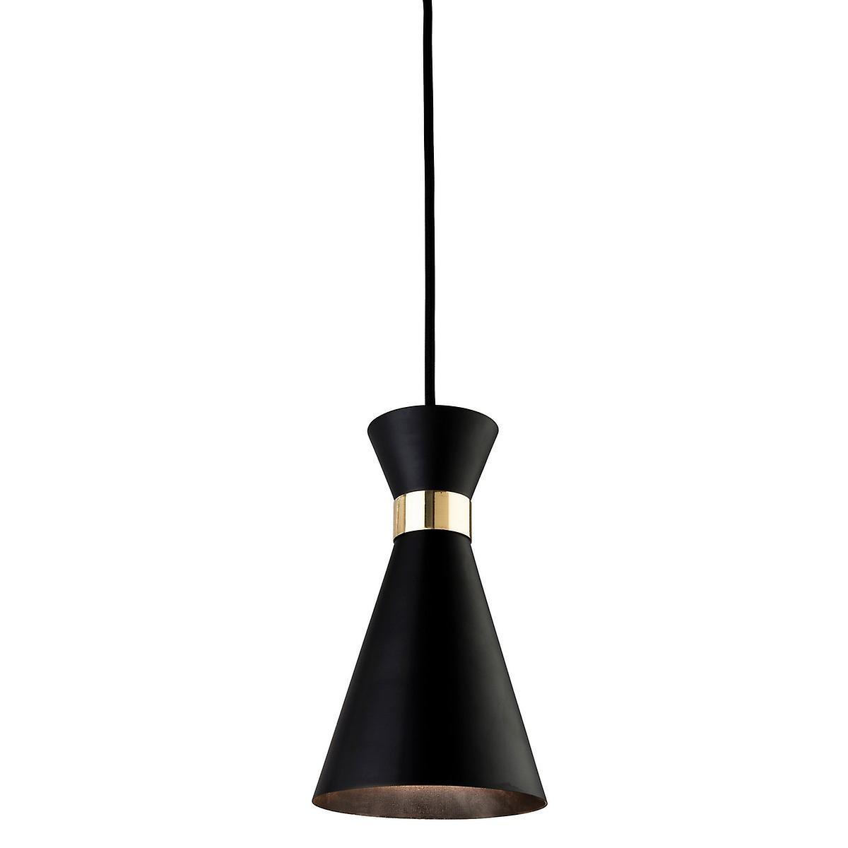 Ohio 1 Light Ceiling Pendant Black Brass E27