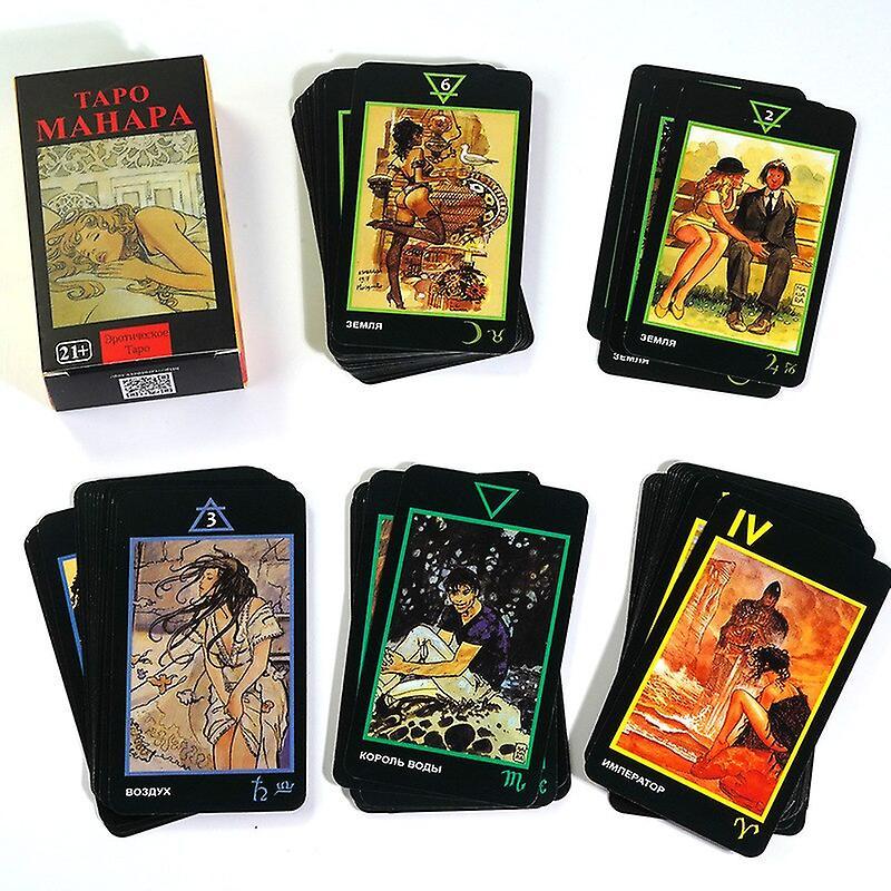 Unbrand 10.3*6cm Manara Tarot Deck 78 Cards With Guidebook In Russian Languageboard Games