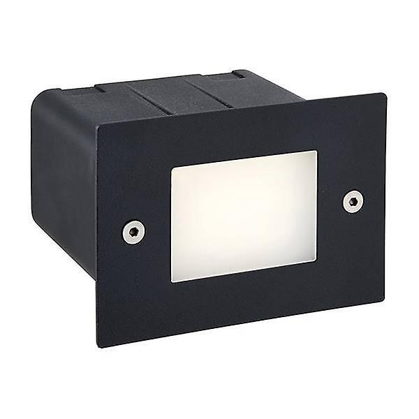 Saxby Lighting Seina Integrated LED Outdoor Recessed Wall Light Textured Black, Frosted IP44