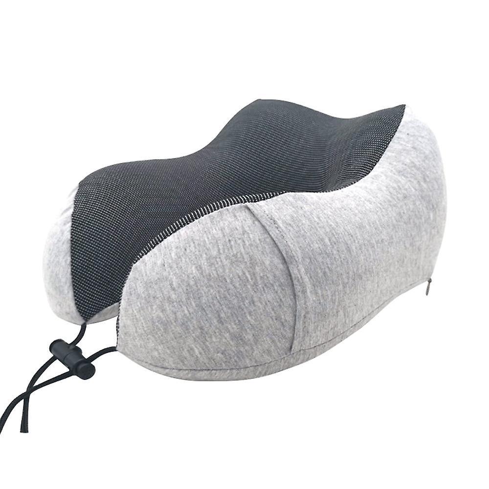 GreenZech U shaped memory foam neck soft travel pillow solid relieve pressure Grey 3