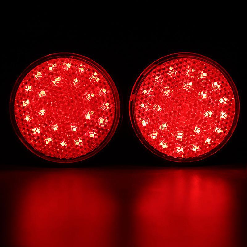 XYC LED Reflector Steering Brake Tail Light, Compatible with Electric Motorcycle Scooter (Round Reflector with Light Red) Pack of Two