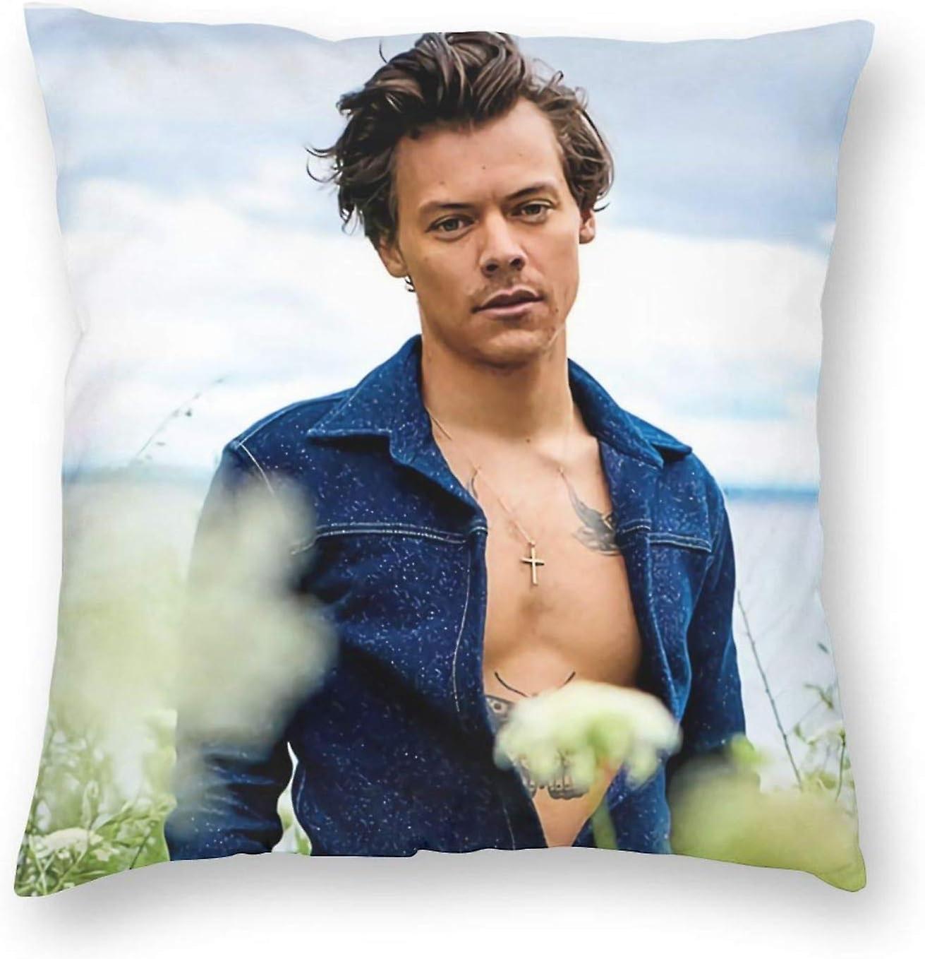 Kerota Harry Styles Pillowcase Classic Printing Cushion Cover Soft Cotton Polyester Square Decorative Throw Pillow Covers Bed Sofa Home Decor Gift ...