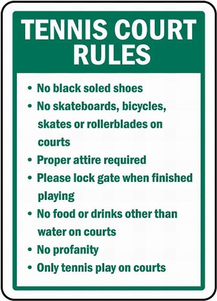 LINCMAN Tennis Court Rules Safety Sign Notice Sign Warning Sign 12x16 Tin Metal