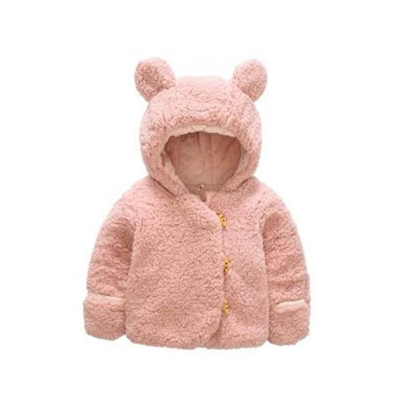 Slowmoose Autumn Winter Baby Clothes Warm Hooded Jacket & Coat Toddler Polar Fleece pink 24M