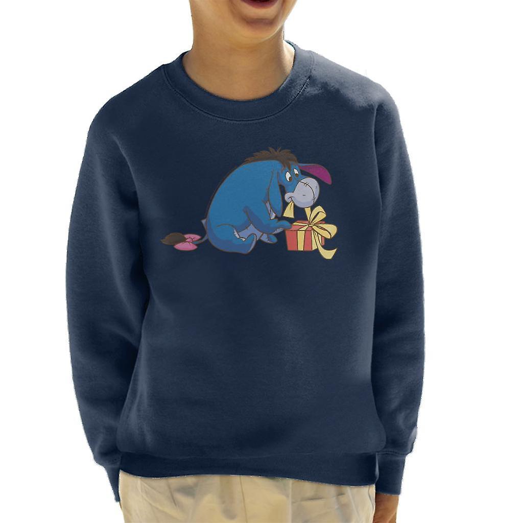 Disney Christmas Eeyore Undoing Present Kid's Sweatshirt Navy Blue X-Large (12-13 yrs)