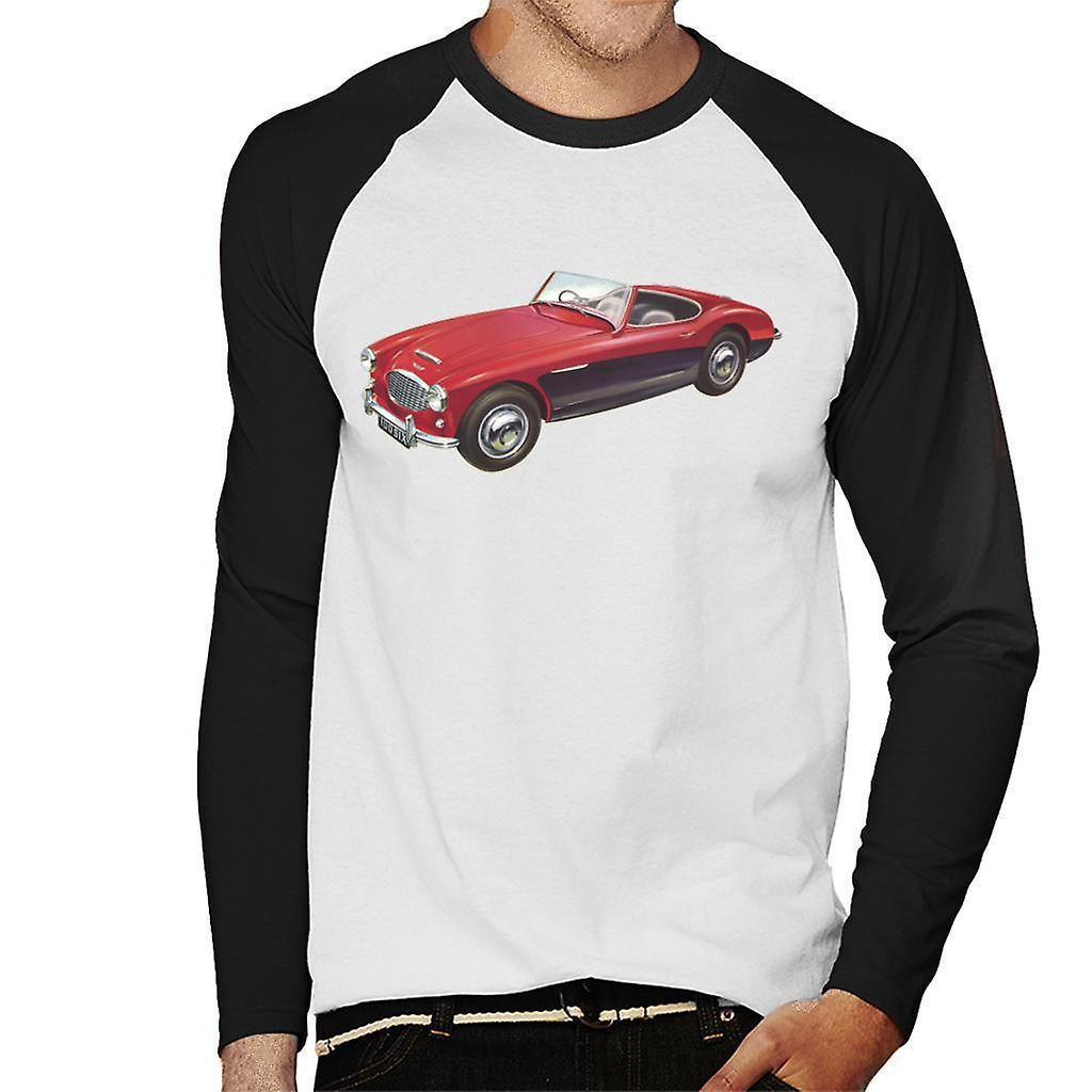 Austin Healey 3000 Mark II Red British Motor Heritage Men's Baseball Long Sleeved T-Shirt White/Black Medium