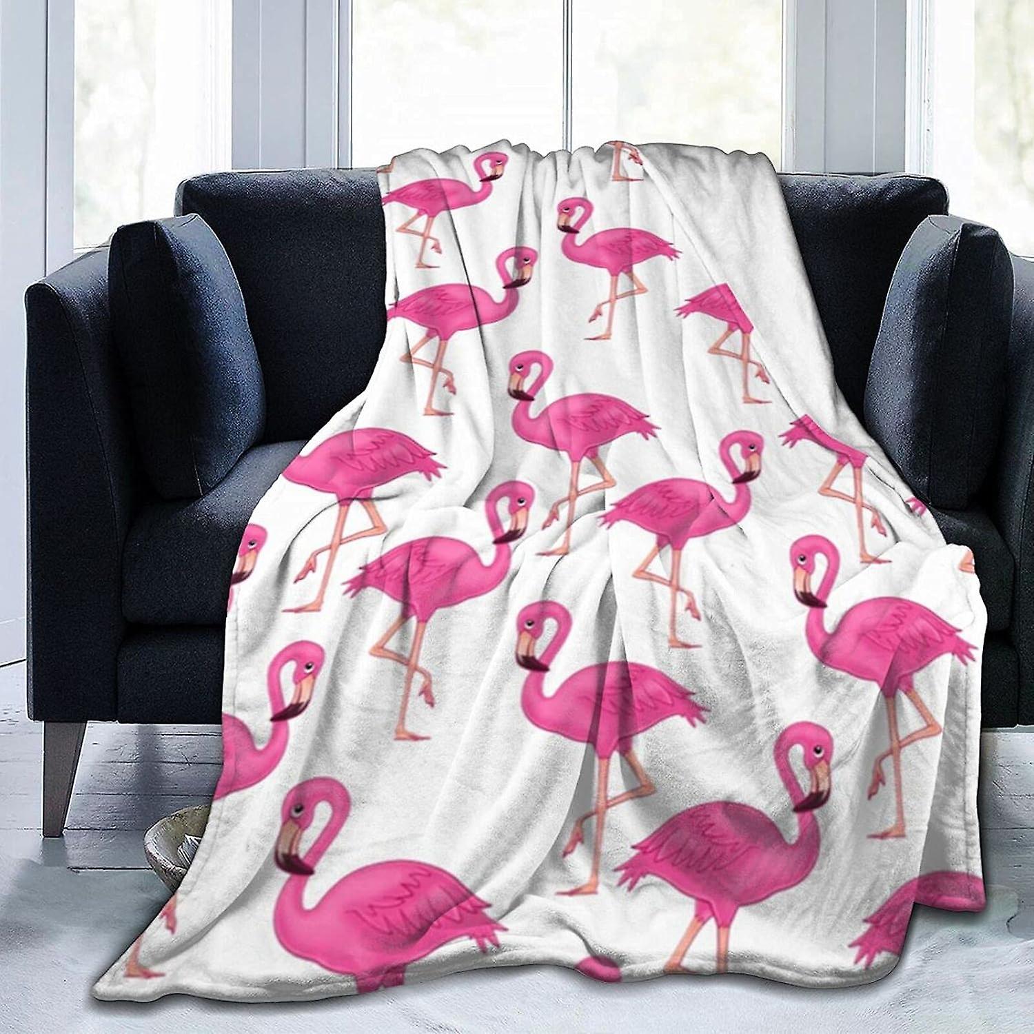 Kerota Flamingos Flannel Fleece Throw Blankets for Bed Sofa Room Home Soft Blanket Warm All Season Throw Plush Blanket 50x40in 125x100cm