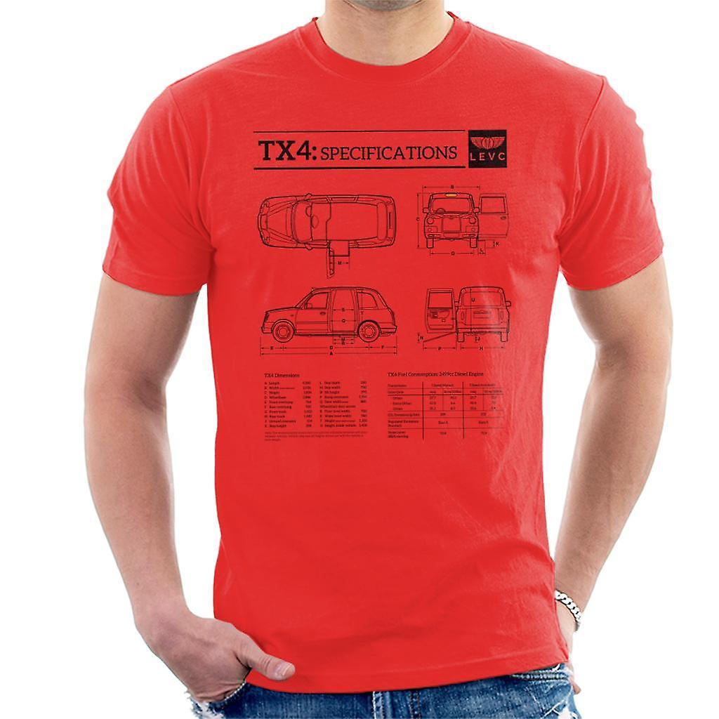 London Taxi Company TX4 Specifications Blueprint Men's T-Shirt Red Small