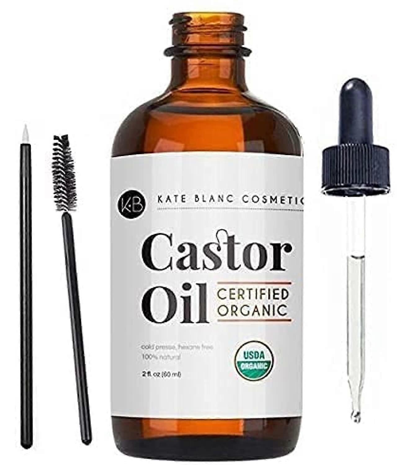 Zhiyi Castor Oil (2oz), USDA Certified Organic, 100% Pure, Cold Pressed, Hexane Free Stimulate Growth for Eyelashes, Eyebrows, Hair. Skin Moisturiz...