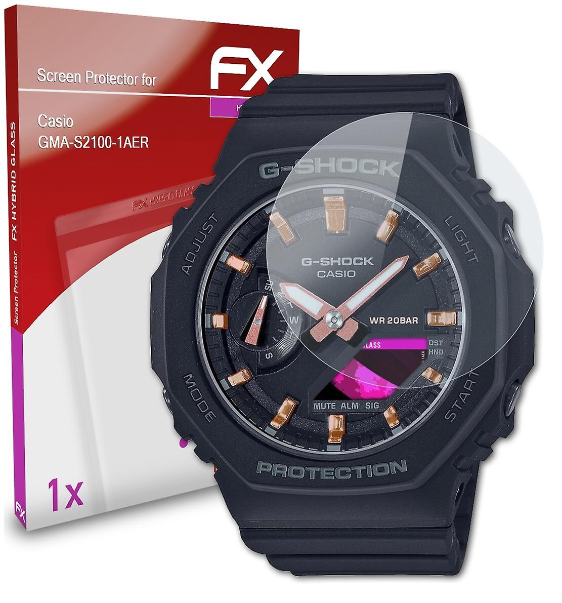 atFoliX armored film compatible with Casio GMA-S2100-1AER glass film 9H protective armor 03 FX HYBRID GLASS